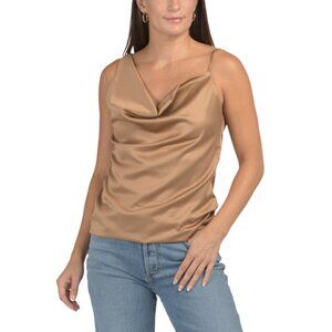 VENTI Camel Made In Italy One Shoulder Satin Tank Top